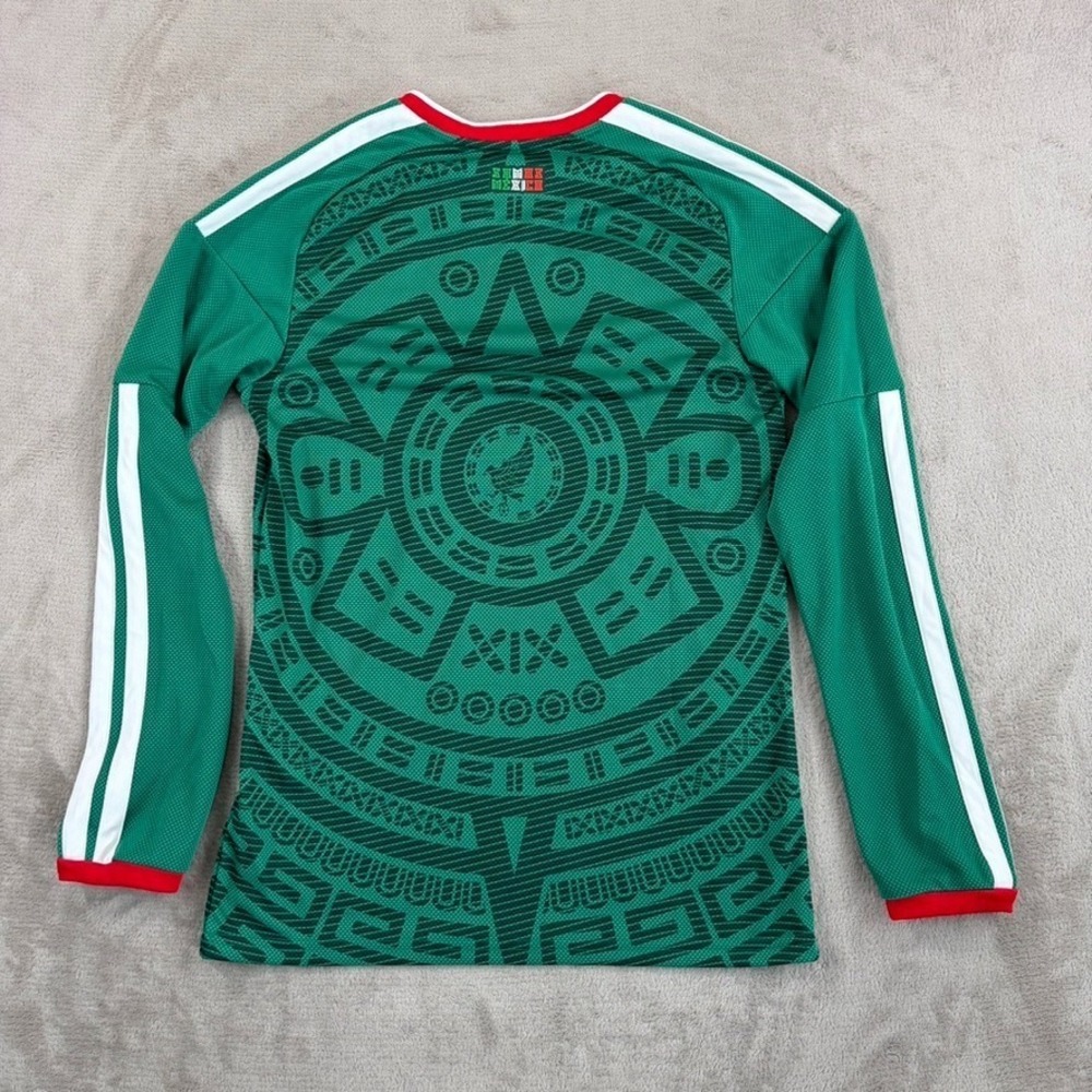 ADIDAS Mexico 26 Home Long Sleeve Jersey in Green Men Small Slim Fit NWT - Picture 7 of 12